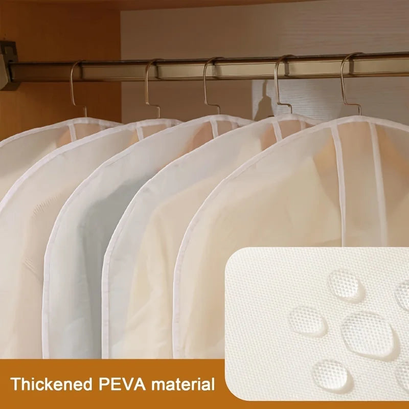 White PVC Garment Covers Translucent Breathable Suit Dust Covers Shoulder Protectors for Clothes Coats Jackets Wardrobe Storage Oasis Select