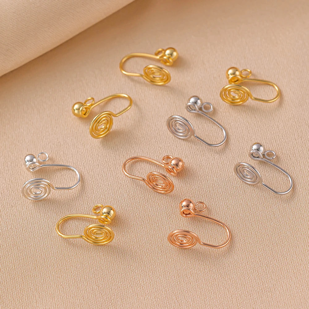 10/50pcs Stainless Steel Ear Clips Spiral Non Pierced Earrings Base for DIY Jewelry Making Supplies Components Findings Crafts Oasis Select