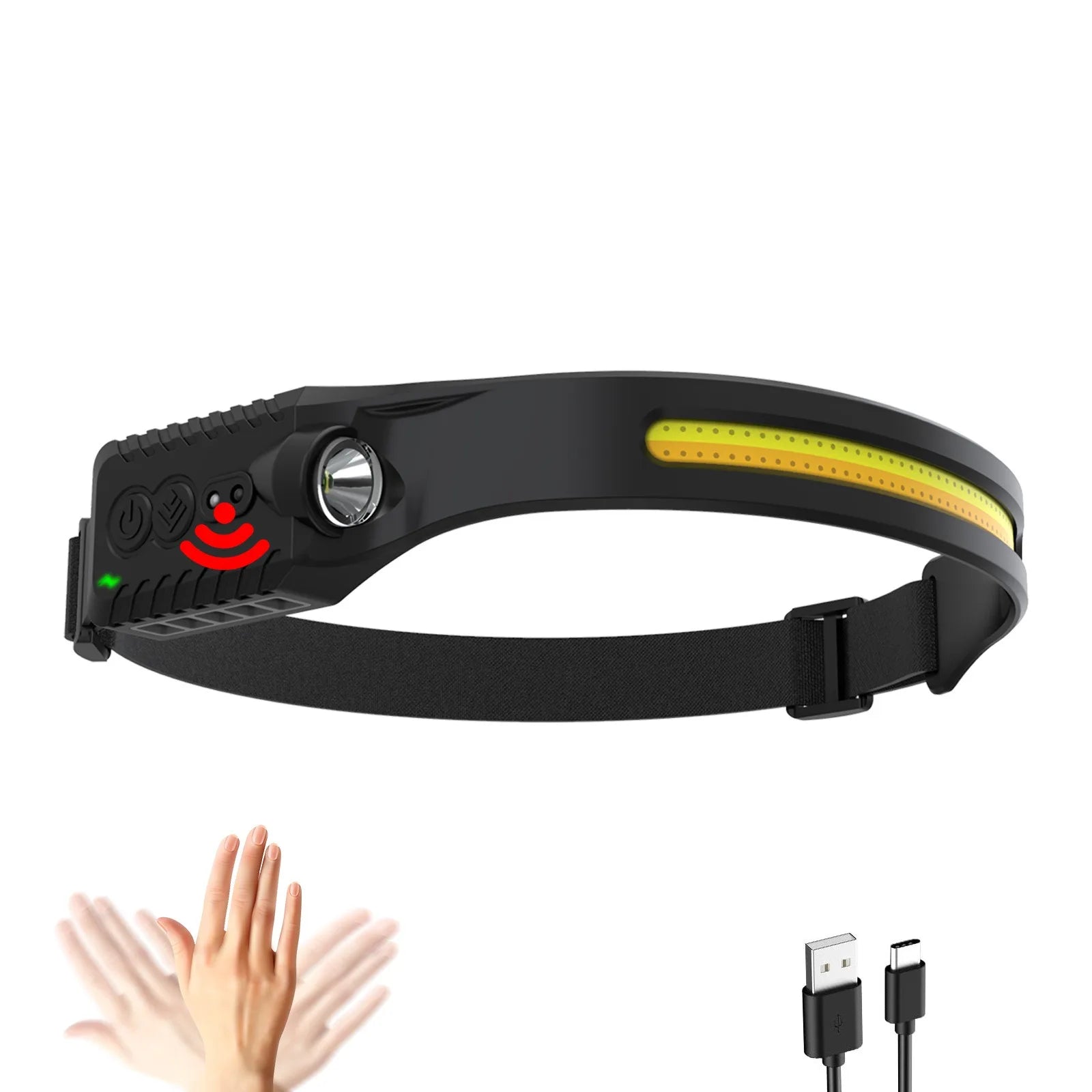 SHINEKNOT COB LED Headlamp USB-C Rechargeable 9-Mode Waterproof