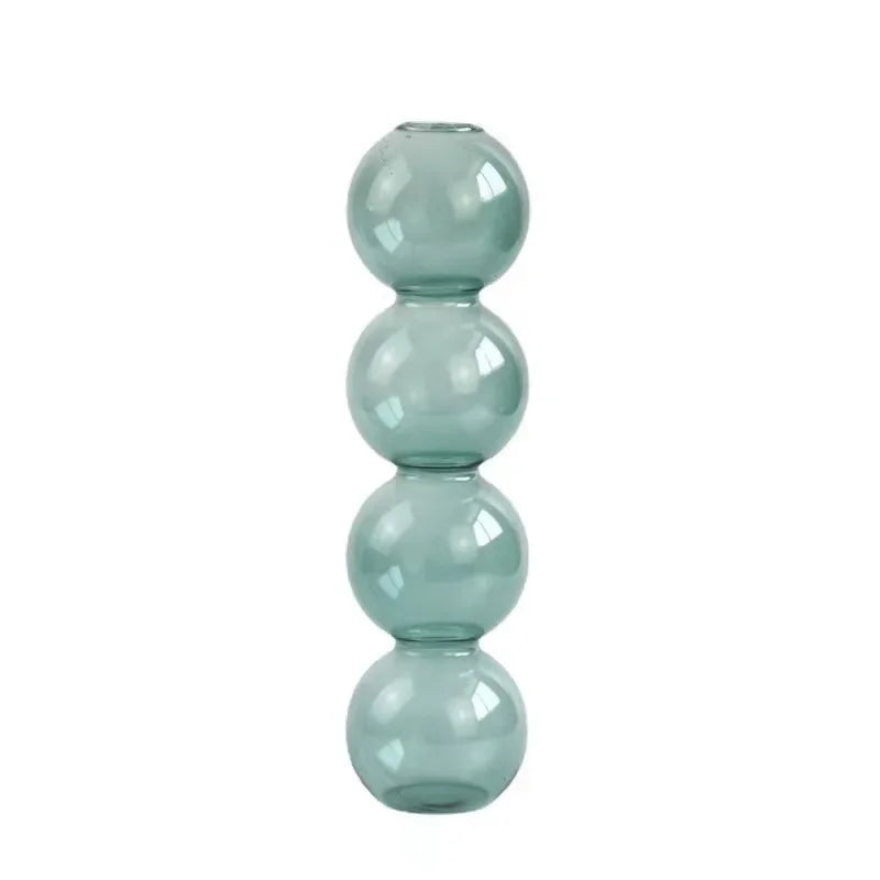 Nordic Glass Bubble Vase - Clear Hydroponic Planter for Home Desk Decor, Cute Simple Gift Idea & Flower Arrangement Decoration Oasis Select Cyan 4balls
