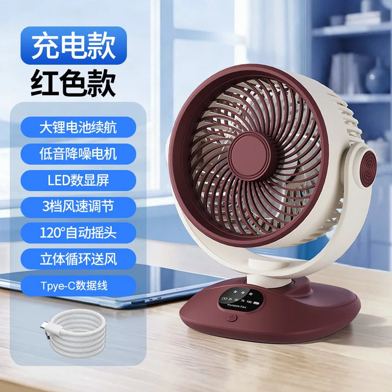 USB Desktop Fan – Quiet 3-Speed Oscillating Mini Table Fan