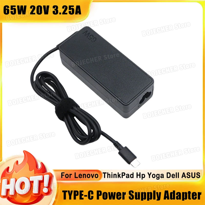 65W TYPE C Laptop Charger For Lenovo ThinkPad P51s P52s T470 Hp Yoga Dell ASUS 20V 3.25A USB C Interface Power Supply Adapters Oasis Select