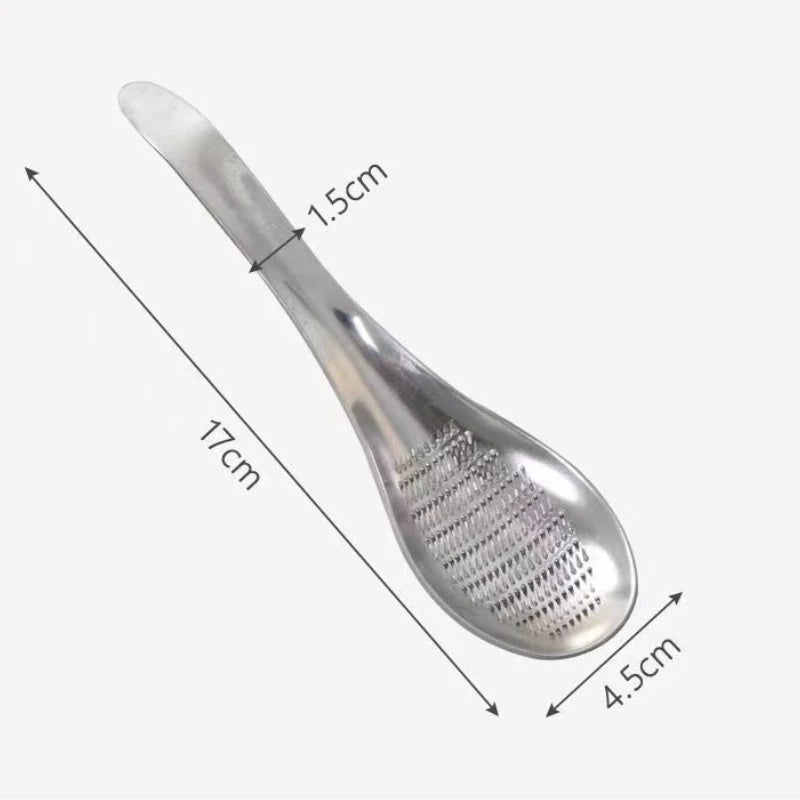 Stainless Steel Garlic Ginger Fruits Root Vegetable Grater Grinder Spoon for Kitchen Oasis Select Silver