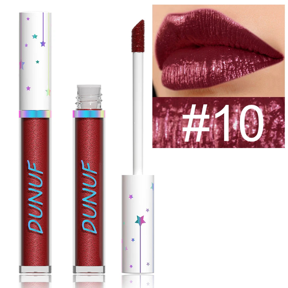 DUNUF 12 Lipstick Pearl Long-lasting Waterproof, non-bleach, non-stick cup lip gloss Oasis Select 10