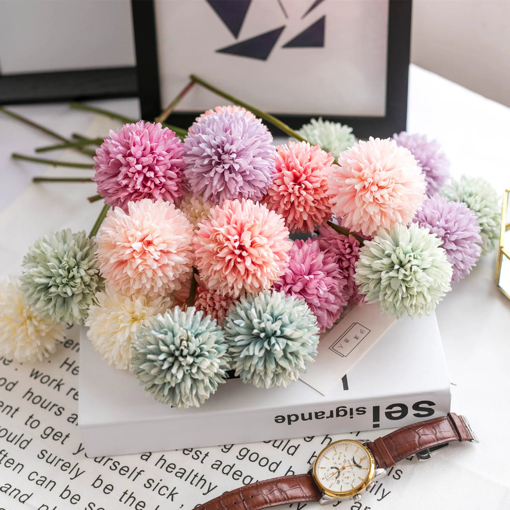 6 Piece Hydrangea Artificial Flower Bouquet Boho Wedding Home Bedroom Decor Craft Vase Arrangement Decorative Accessories Oasis Select