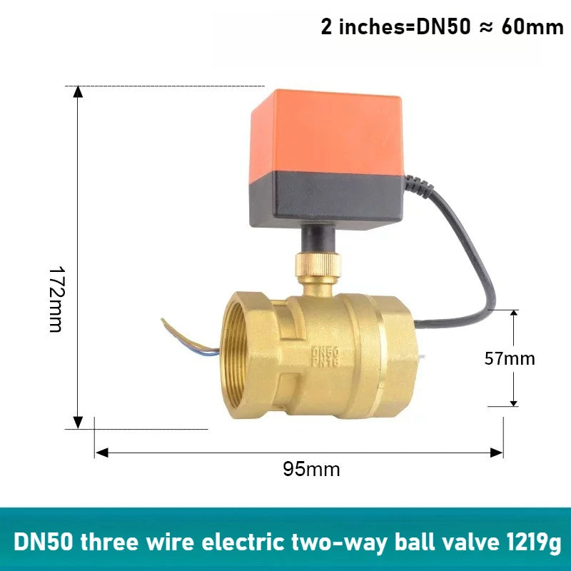 Electric Two-way Ball Valve DN15 20 25 32 40 50 Three Wire Two-point Control 220V 12V 24V Copper Electric Ball Valve Oasis Select DN50 AC220V 3 lines 2 controls two-way