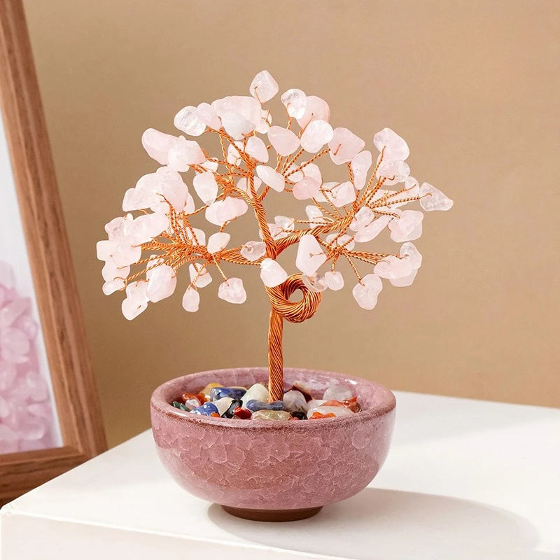 Treasure Basin Crystal Wealth Tree Tea Cup Base Crystal Tree Creative Crystal Decoration Home Decoration Accessories Oasis Select E