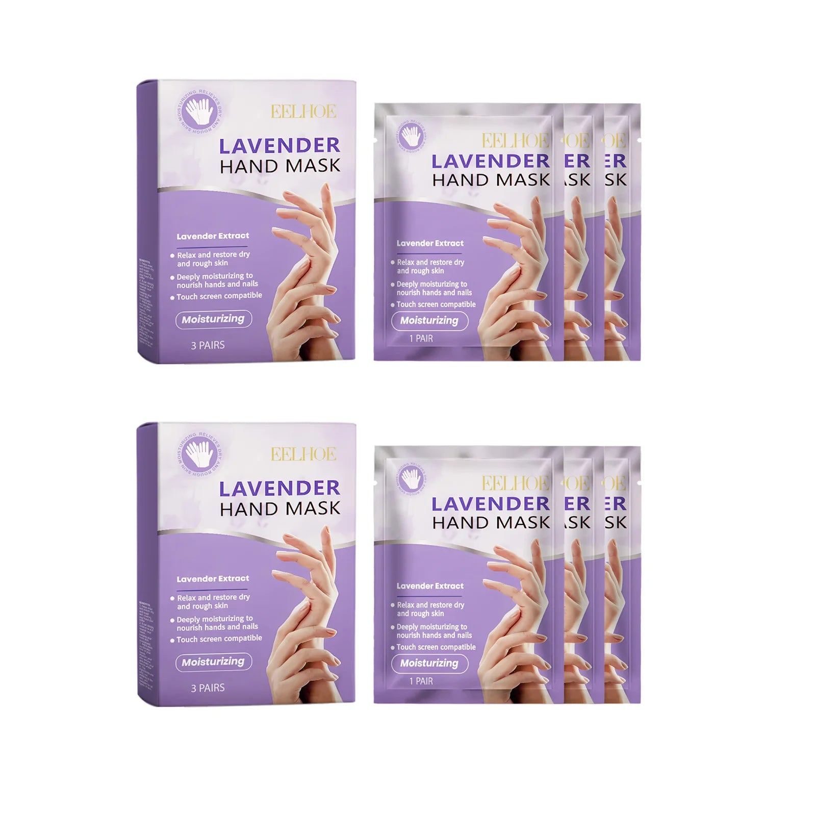 EELHOE Lavender Niacinamide Hand Mask – Moisturizing 3 Pairs Hand Mask Oasis Select 2 x 3Pcs Boxed