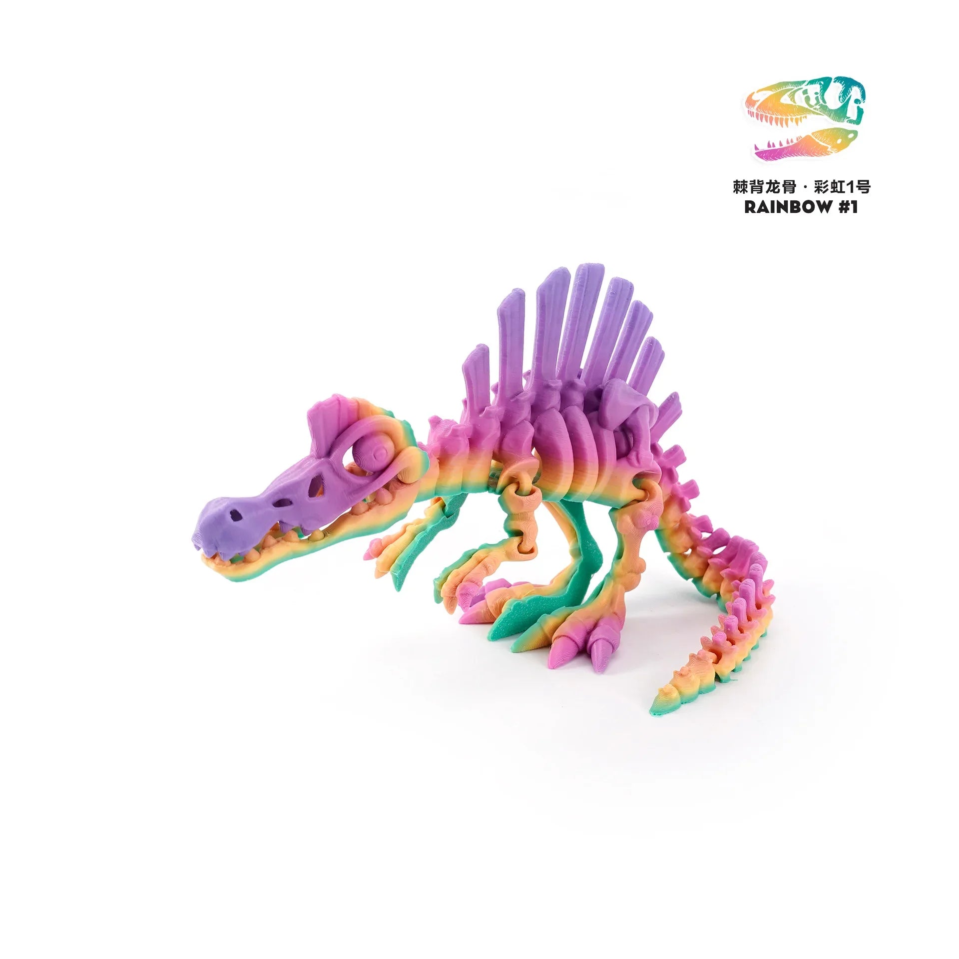 3D Printed Dinosaur Movable Echinosaurus Figurine Dragons Bone Model Desktop Craft Ornament Creative Novelty Gifts for Kids Oasis Select Random Color 6 13.5CM