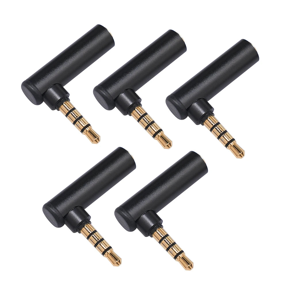 5-Pack 3.5mm Right Angle Audio Adapter 90° TRRS Male to Female