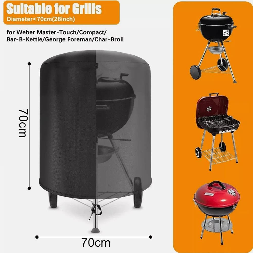 Raweao Kettle BBQ Cover Weber Waterproof Barbecue Cover Round BBQ Outdoor Rain Protective Barbecue Oxford Cover Tools 57Cm Oasis Select