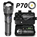 High Power Rechargeable Flashlights Ultra Powerful XHP50/XHP70 Torch Light External 18650Tactical Flashlight For Outdoor Camping Oasis Select P70-Gift ZOOM