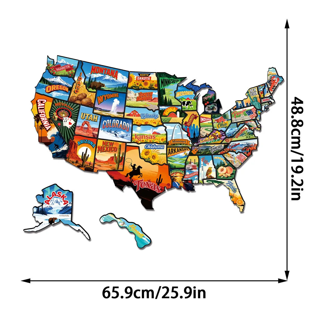 US States Culture Magnetic Puzzle Fridge Magnets American Travel Souvenir Map Jigsaw Refrigerator Stickers Oasis Select CT665