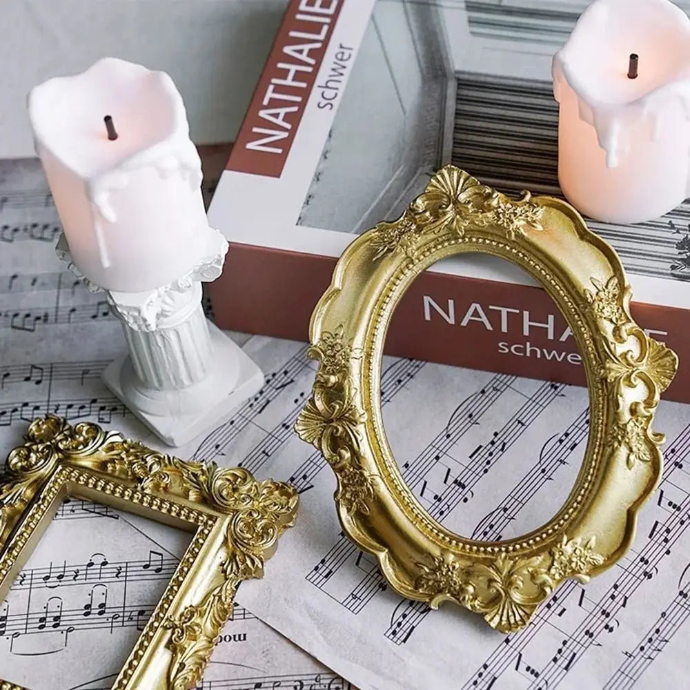 European Victorian Style Golden Retro Photo Frame Pictures Frames Nail Art Jewelry Decoration Earrings Display Rack Oasis Select