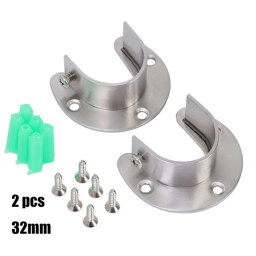 Stainless Steel Closet Rod Brackets Flange Seat Set of 2