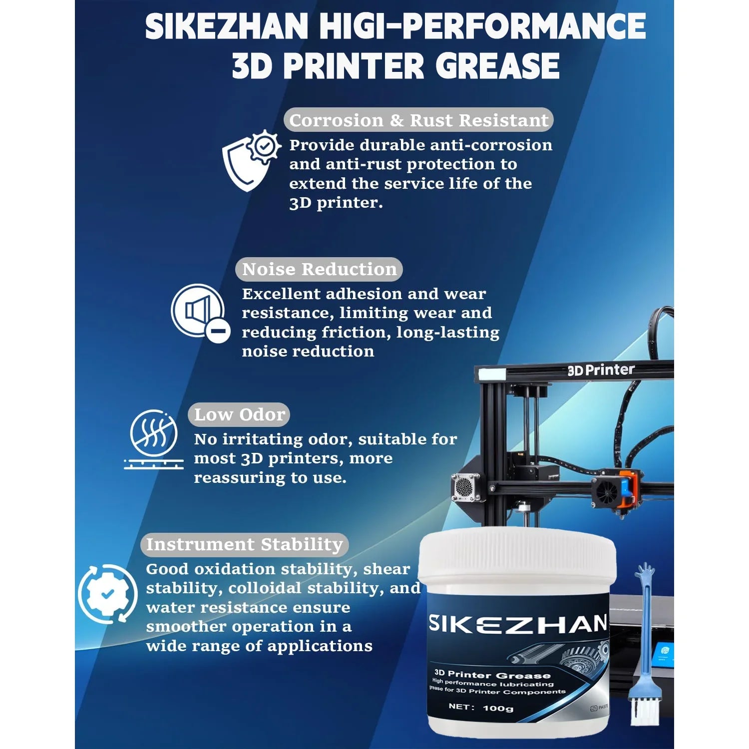 3D Printer Lubricant High-Speed Lithium Grease for Lead Screws Linear Rails Reduce Noise Friction Wear Smooth 3D Print Parts CNC Oasis Select