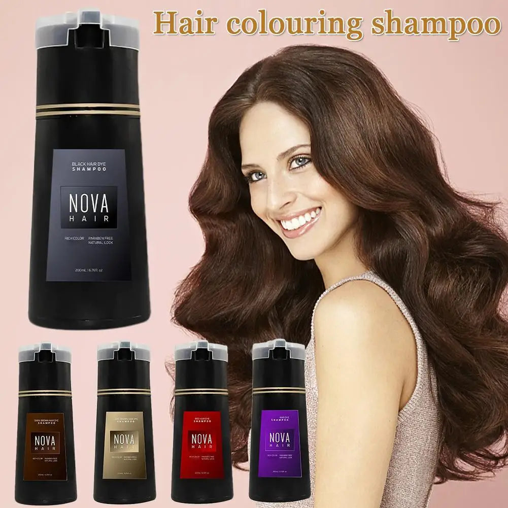 Nova Hair Dye Shampoo, Nova Hair Instant Dye Shampoo,Hair Dye Coloring Shampoo For Gray Hair Long Lasting Nourish For Men Women Oasis Select