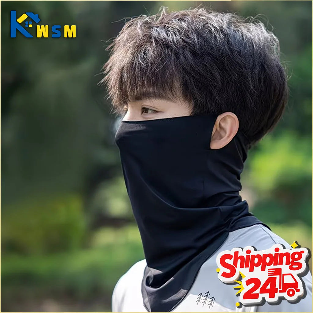Summer Sunscreen Ice Silk Mask Neck UV Protection Face Cover Sunscreen Face with Brim Outdoor Cycling Sun Protection Hats Caps Oasis Select