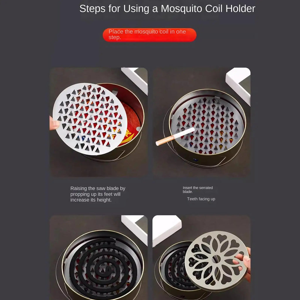 Portable Stainless Steel Mosquito Coil Box with Cover and Handle, Anti-scald Mosquito Incense Holder for Camping Patio Oasis Select