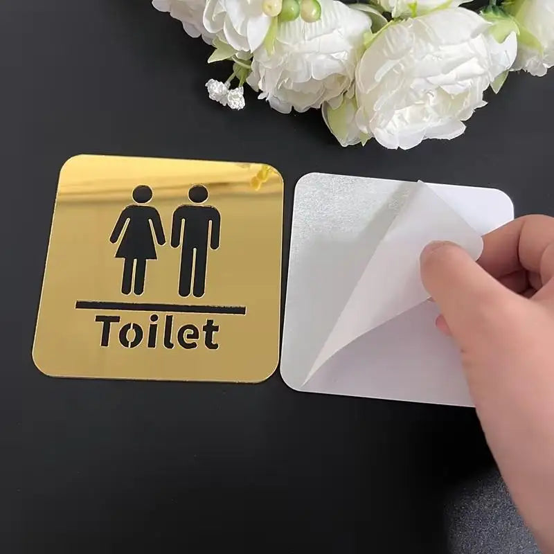 3.94-inch Acrylic Toilet Sign For Men And Women, Bathroom Identification, Round And Square Toilet Mirror Decals For Home Decor. Oasis Select
