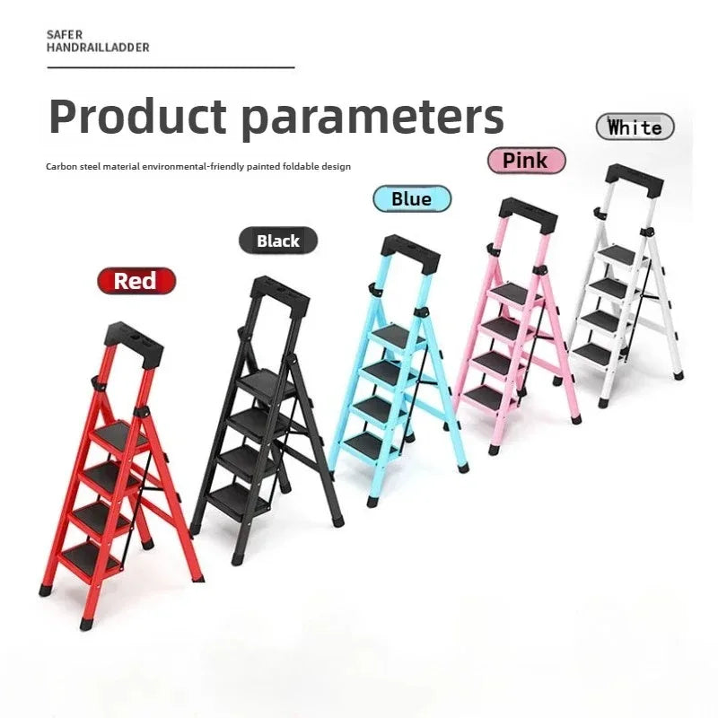 Home ladder stool folding zigzag ladder anti slip pedal ladder indoor and outdoor multifunctional portable ladder Oasis Select