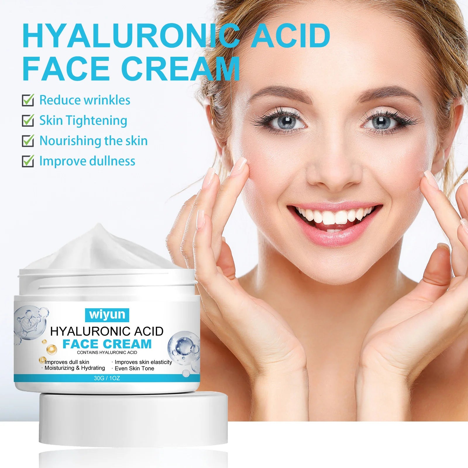 WIYUN Hyaluronic Acid Face Cream – Pore & Oil Control 30g Facial Moisturizer Oasis Select