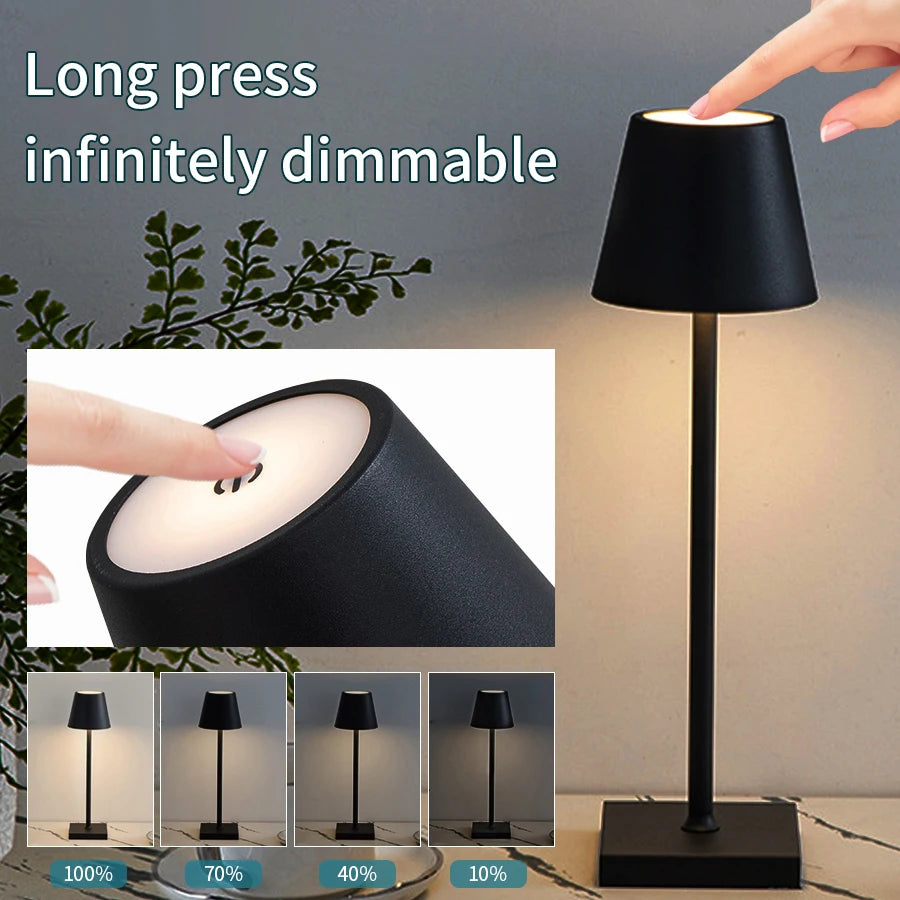 Rechargeable LED Table Lamp Touch Switch 3 Levels Dimmable Desk Lights Bar Club Dinner Creative Decorative Ambient Lighting Oasis Select