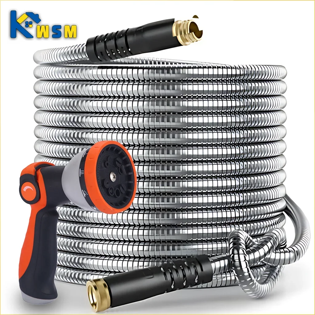 75ft Stainless Steel Garden Hose Metal Water Hose Patio Outdoor RV Car Wash Hose Watering Gun Hose Gardening Accessories Oasis Select