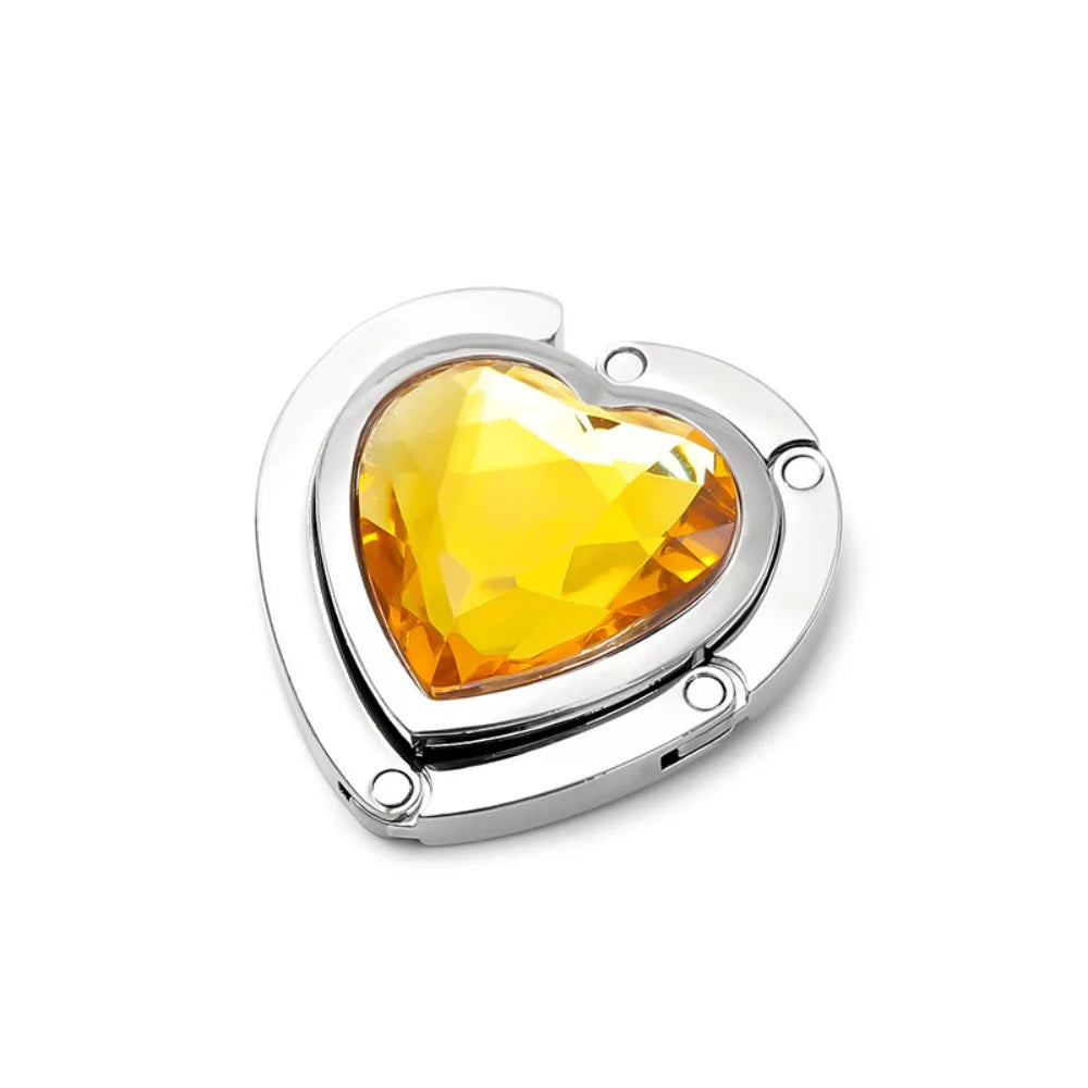 Rhinestone Folding Bag Hook – Heart Shape Purse Table Hanger