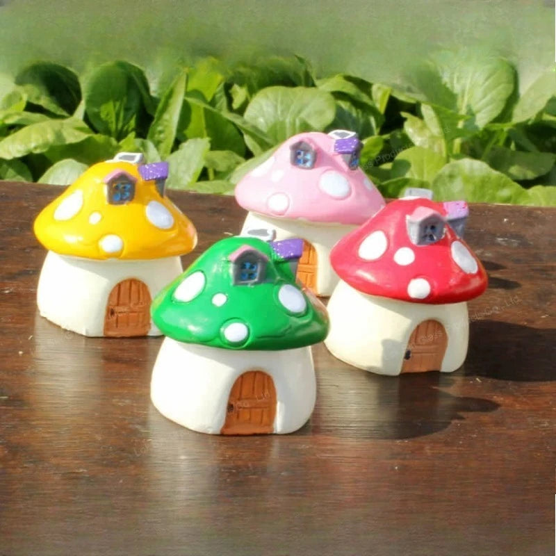 Mini Resin Moss Micro Landscape Decor Outdoor Fairy Miniature Garden Mushroom House Ornaments Handicraft Flower Pot Accessories Oasis Select