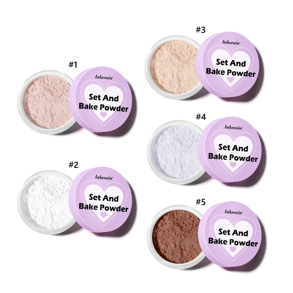 Long Lasting Bake Setting Powder and Puff Puff Pass Set 5 Colors Oil-Absorbing Matte Finish Locks Setting Face Cosmetics kimchi Oasis Select