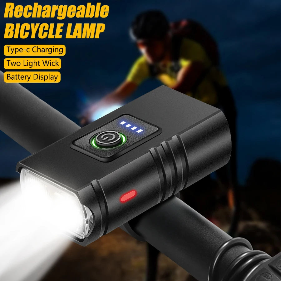 Powerful Bicycle Light Set with Digital Display Battery Indicator Bike Front Rear Light USB-C Rechargeable Waterproof Lantern Oasis Select