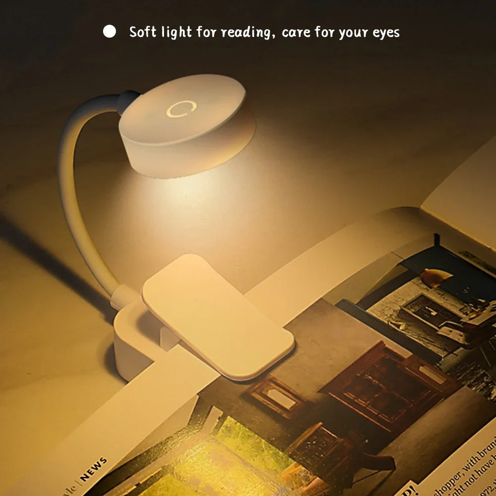 Mini Clip LED Book Lamp Battery Powered Table Lamp Eye Protection 3 Colors Night Light Portable Bedside Student Reading Lamp Oasis Select