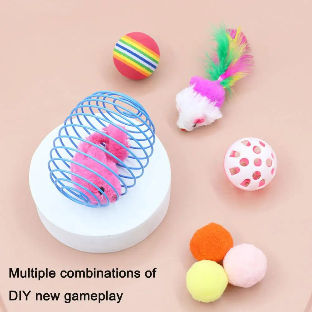 Cat Toy Balls Funny Stretchable Springs Toys Interactive Caged Rats Rolling Cat Balls Random Color Cat Mouse Toy Cat Accessories Oasis Select