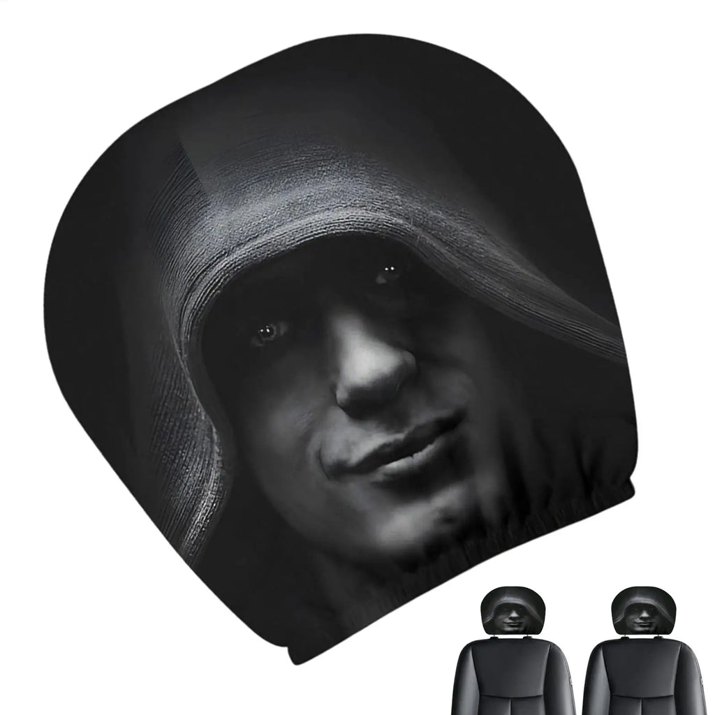 Car Headrest Cover Halloween Stretchy Head Rest Protector Mysterious Figure Pattern Headrest Cover for Automotive Vehicle SUV Oasis Select