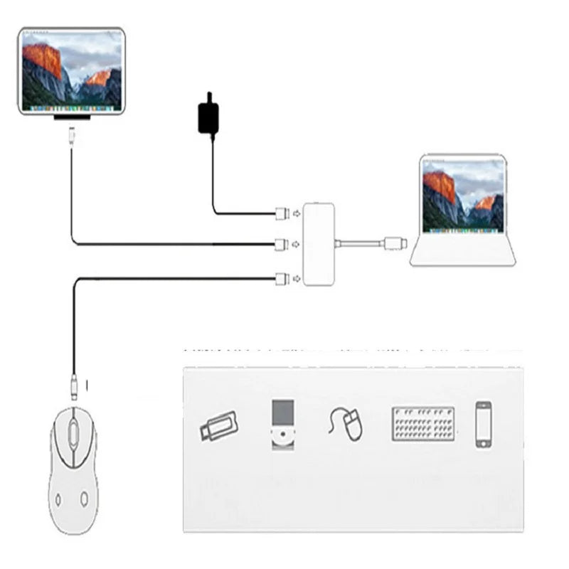 3 IN 1 USB C HUB Type C to 4K HDMI-Compatible Adapter Cable Converter USB DP 100W Type C Charging Converter for Laptop Macbook Oasis Select