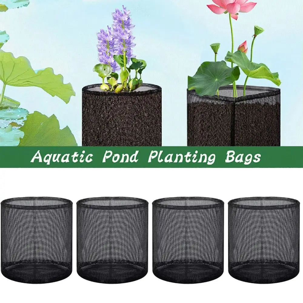 4Pcs Breathable Mesh Pond Plant Baskets Reusable Square/Round Aquatic Planting Bags Easy To Clean Enhanced Root Hydration Oasis Select