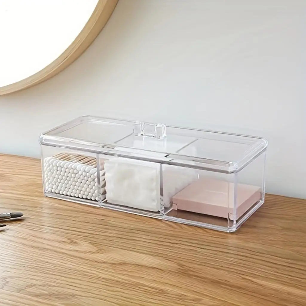 1pc Acrylic Organizer - Clear Dispenser for Cotton Swabs, Tea Bags, Cosmetics, Flossers, and More - Spice Pouches Oasis Select