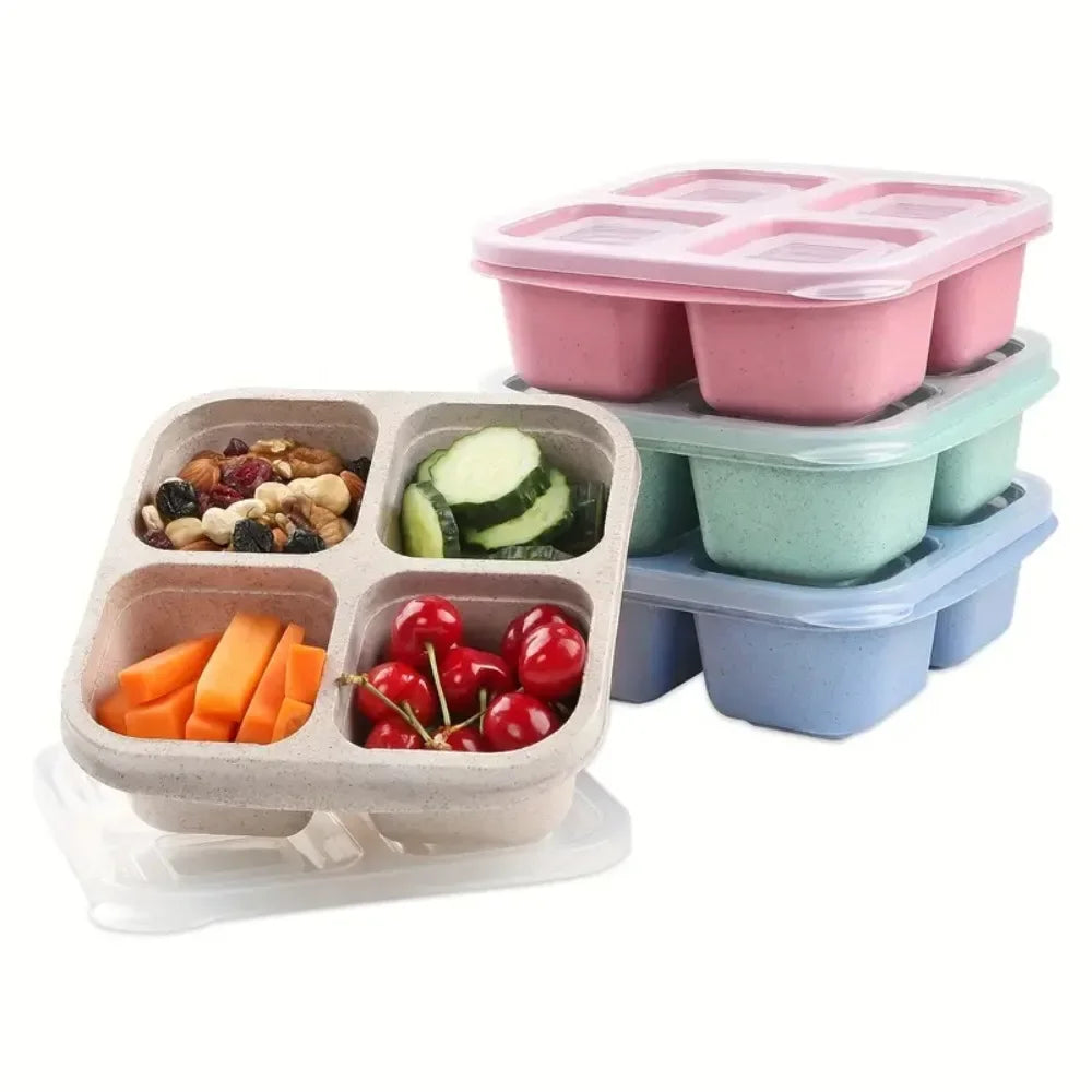 4 Grid Snack Containers Reusable Meal Prep Lunch Containers Portable for Kids and Adults Home Snack Storage Bottles Kitchen Tool Oasis Select