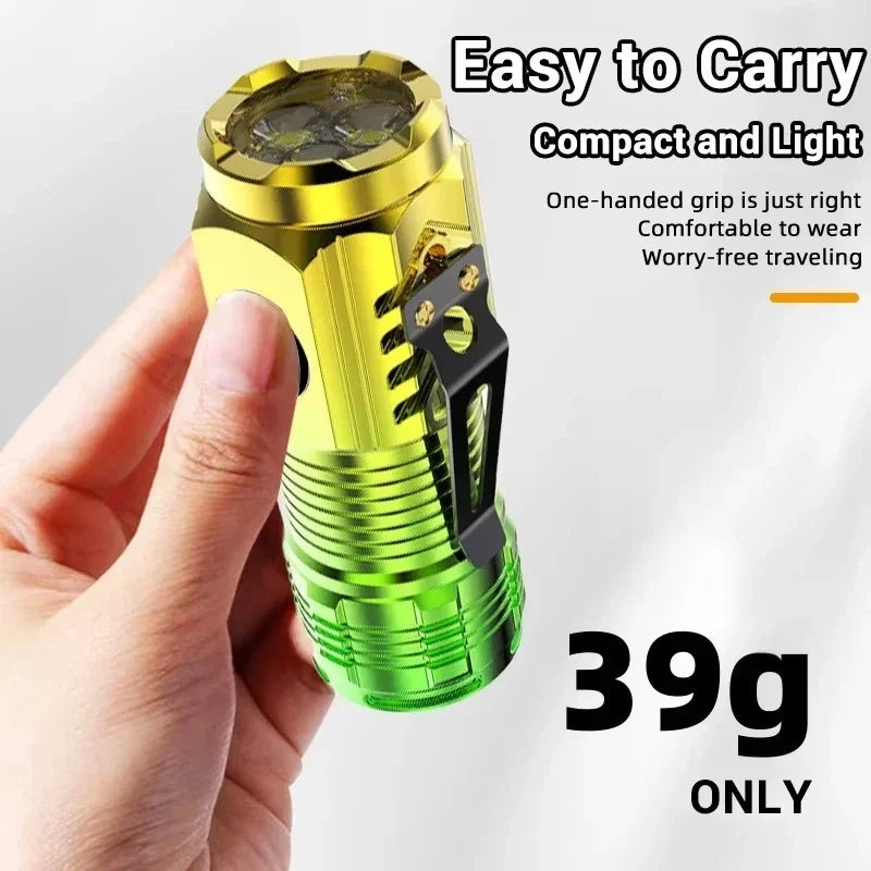 3LED Super Bright Flashlight Mini Burst Flash Torch Rechargeable Outdoor Waterproof Emergency Spotlight with Pen Clip Magnet Oasis Select