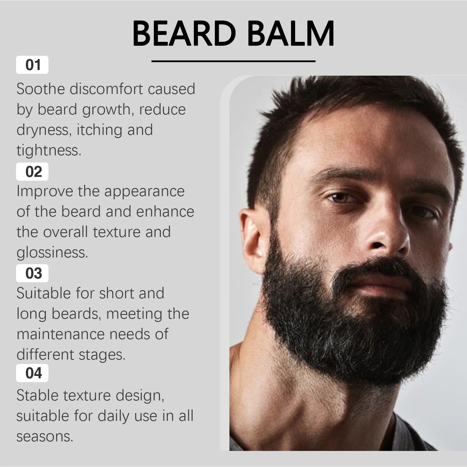 East Moon Men's Shea Butter Beard Balm Moisturizing Smoothing Beard Growth Wax Mustache Cream Facial Hair Care Reduce Frizz Oasis Select