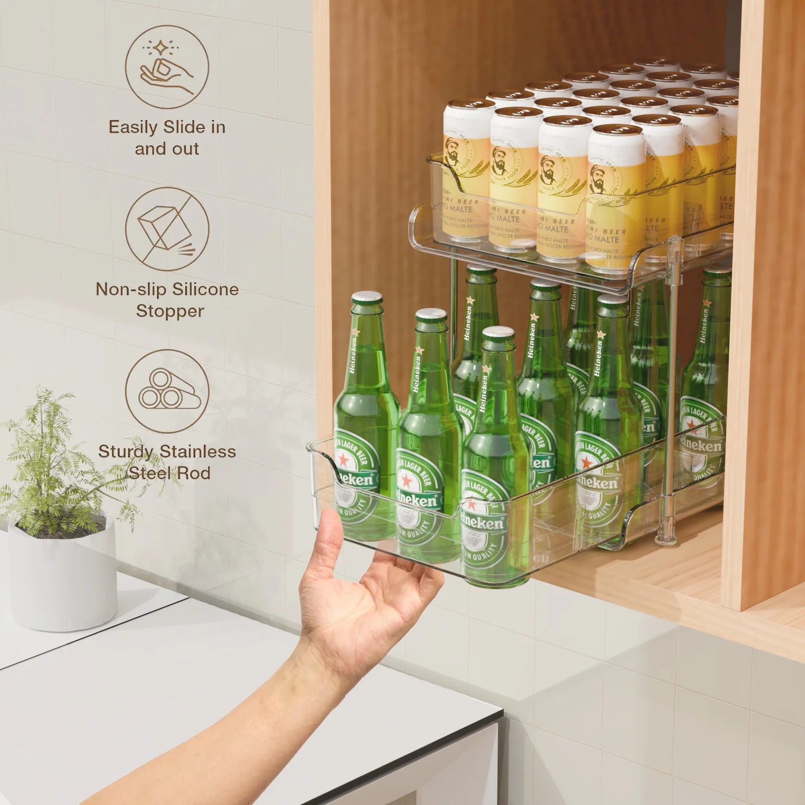 2 Tier Under Sink Organizer Sliding Cabinet Basket Organizer Drawer Under Sink Storage Rack Acrylic Bathroom Kitchen Organizer Oasis Select
