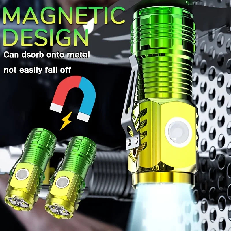 3LED Super Bright Flashlight Mini Burst Flash Torch Rechargeable Outdoor Waterproof Emergency Spotlight with Pen Clip Magnet Oasis Select