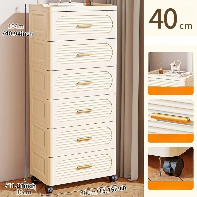 15.75 Inch Multifunctional Drawer Storage Cabinet,3-6 Tier Rolling Mobile Organizer,Large Capacity for Snacks/Clothes/Books Oasis Select 6 layers