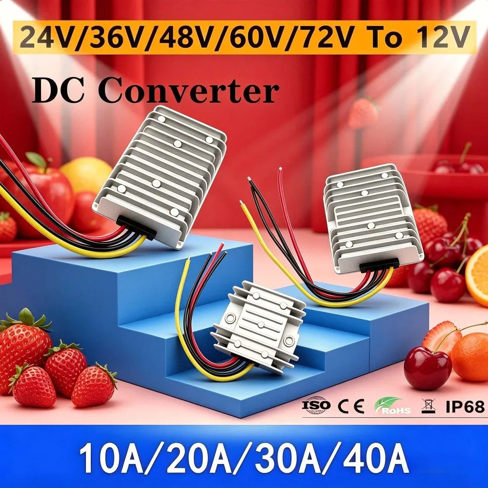 18-90V to 12V 10A-40A Car Power Supply Step Down DC DC Converter Voltage Regulator Transformer 24V 36V 48V 60V 72V Oasis Select
