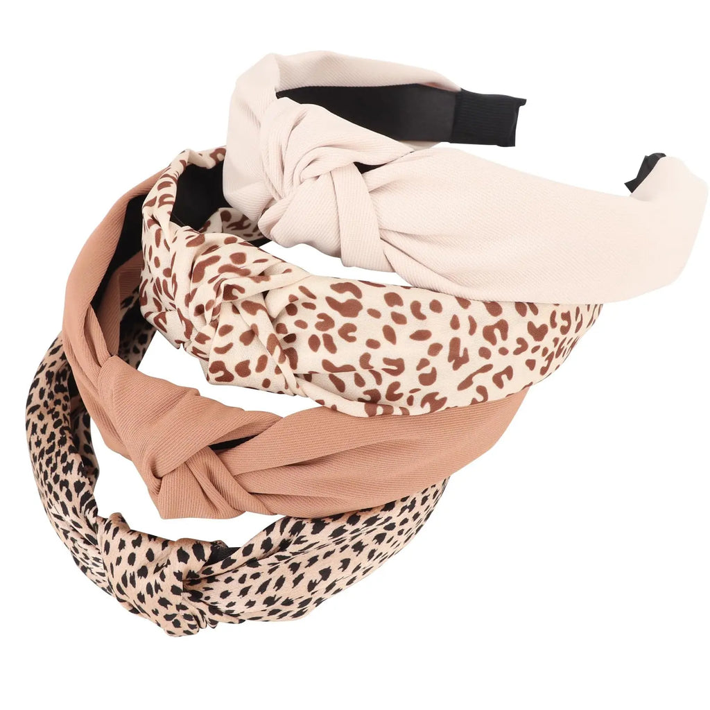 2/4PCS Boho Knotted Headbands Wide Soft Stretch Non Slip Women Daily Yoga Travel Printed Solid Mix Hair Accessories Oasis Select Combo 4pcs