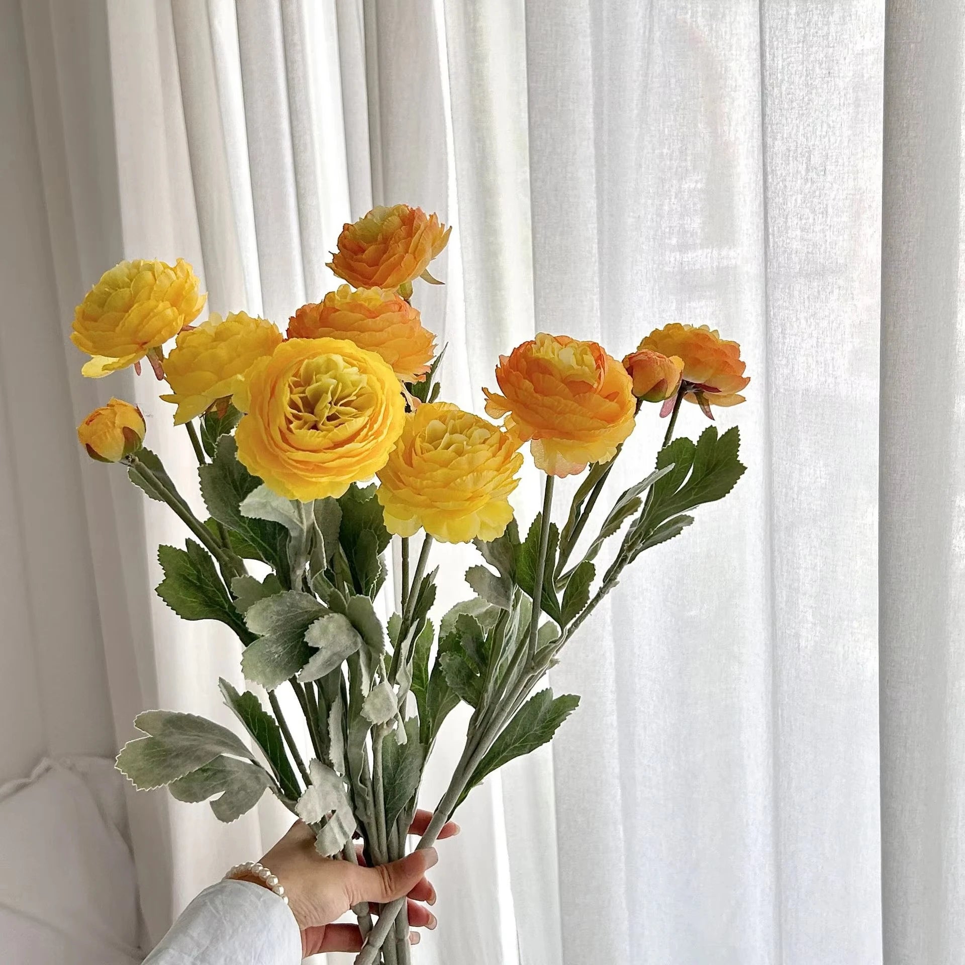 50CM 3 Head Flocking Lotus Artificial Flower Peony Artificial Flower Wedding Home Living Room Decoration Oasis Select