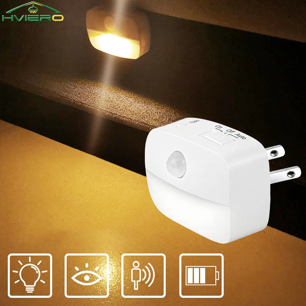 PIR Motion Sensor LED Night Light – 3 Colors, EU & US Plug