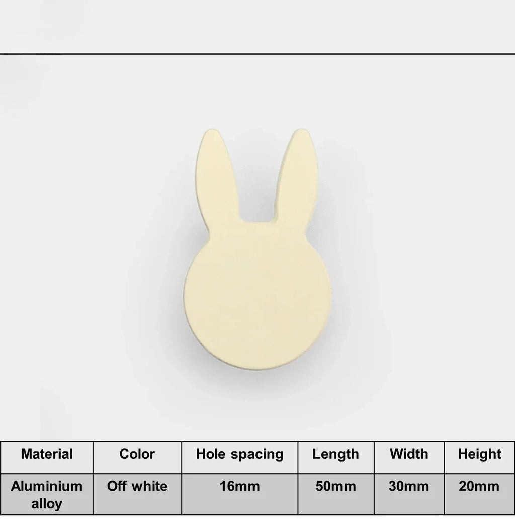 Love Rabbit Cartoon Children's Room Handle Color Matching Cabinet Door Handle Kitchen Cabinet Shoe Cabinet Wardrobe Door Handle Oasis Select Off white 50mm