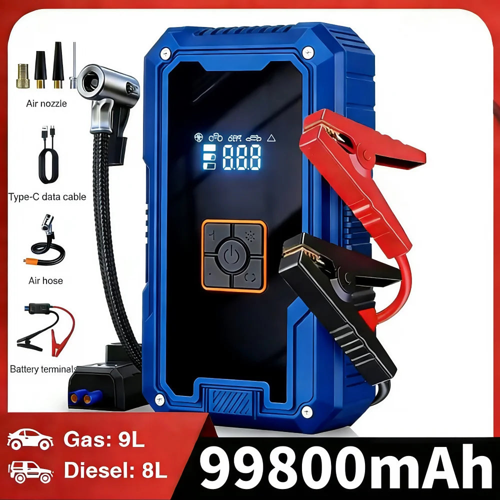 3000A Car Jump Starter 99800mAh Portable Battery Booster Air Compressor 12V Auto Emergency Start Power Bank With LED Light Oasis Select